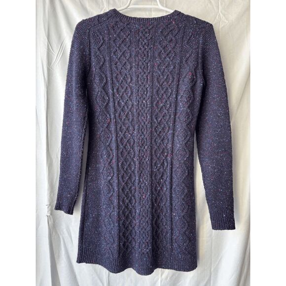 Theory Mayly Fleck Wool Cable Knit Sweater Dress Purple Blend Womens Size Small - Picture 2 of 2
